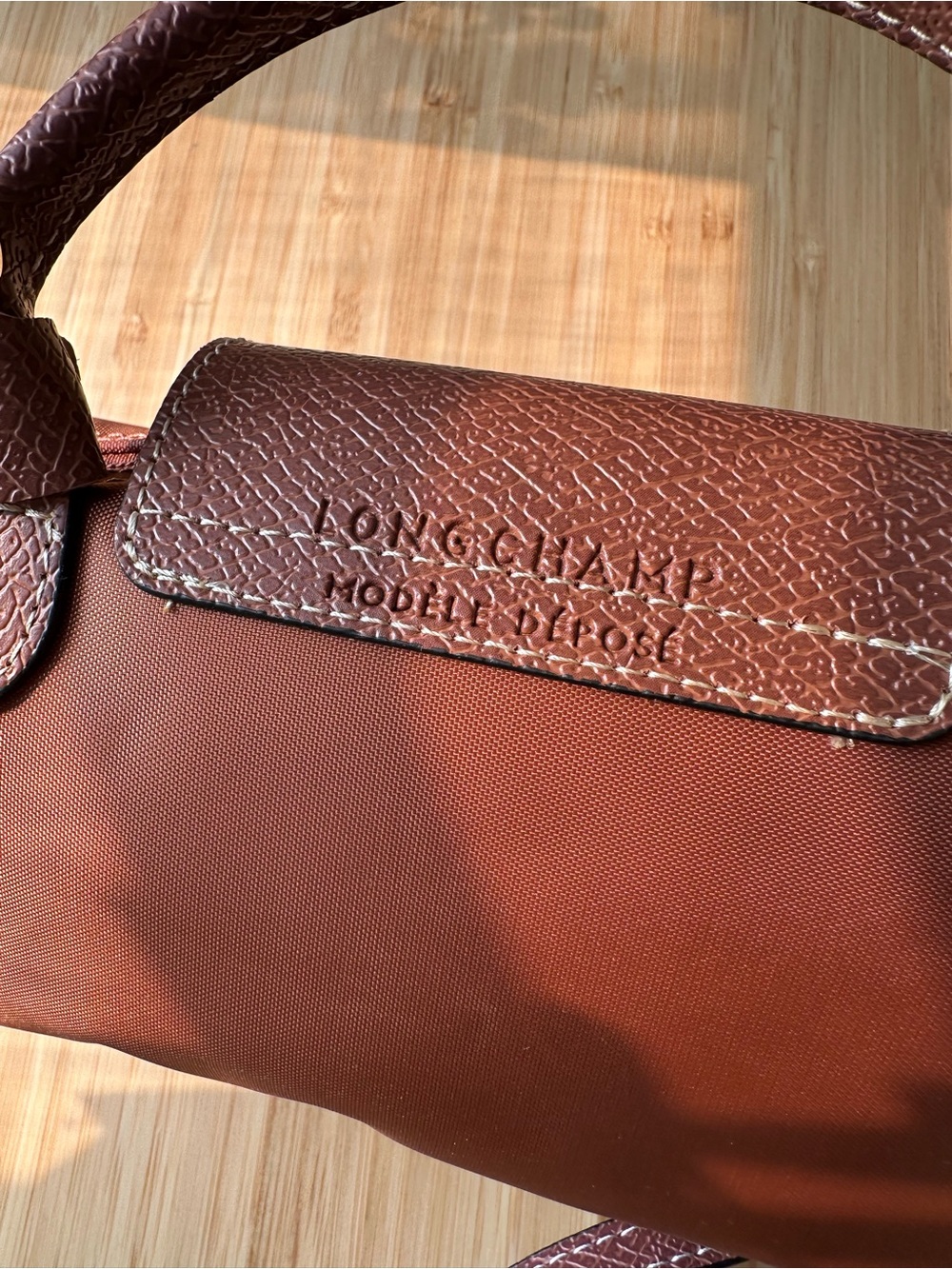 Longchamp original le pliage mini cognac brown color with strap - Picture 7 of 10